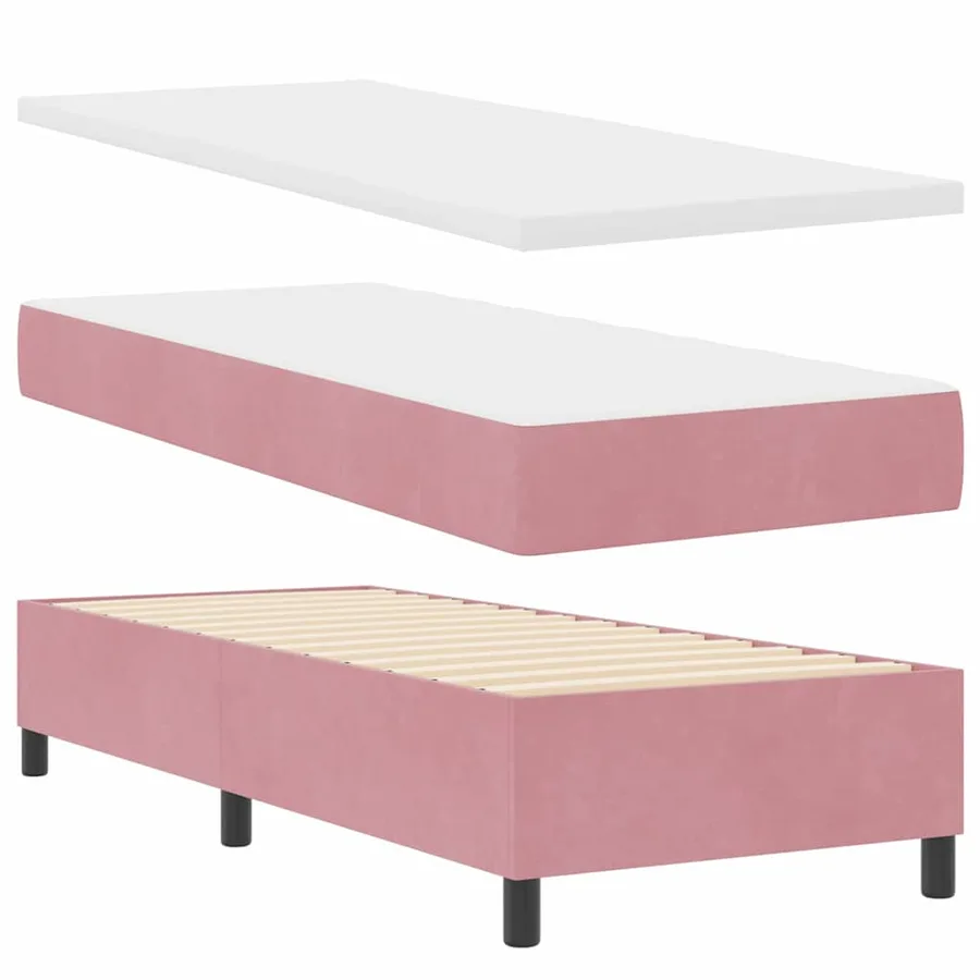 Lit à ressorts avec tête de lit Rose 200 x 80 cm Velours - 4