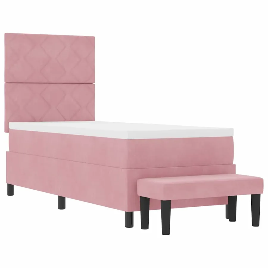 Lit à ressorts avec tête de lit Rose 200 x 80 cm Velours - 7