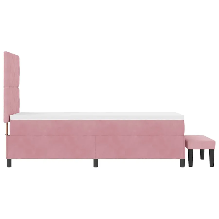 Lit à ressorts avec tête de lit Rose 200 x 80 cm Velours - 9