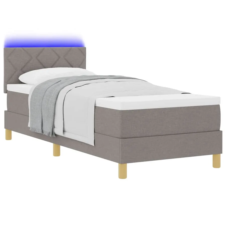 Lit à ressort LED avec bandes LED Taupe 80 x 200 cm tissu - 3