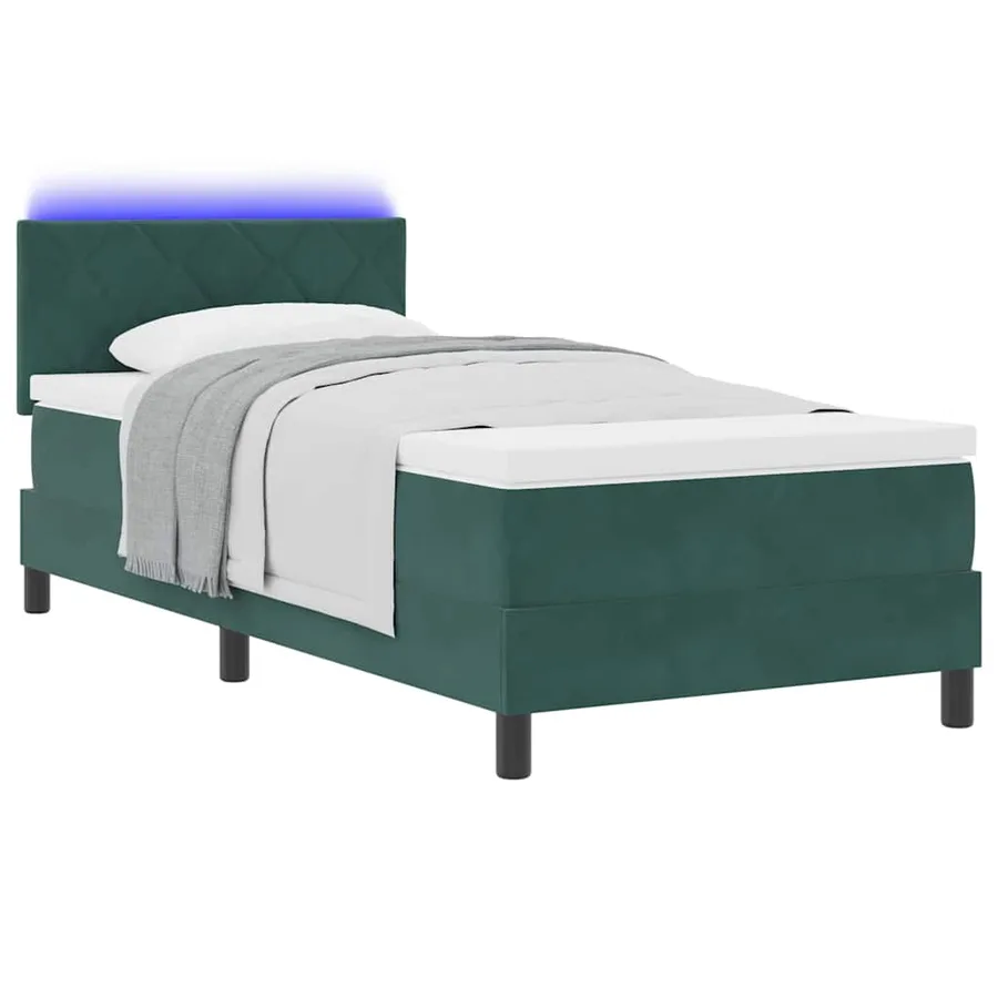 Lit à ressort LED Vert foncé 90 x 200 cm Velours - 3