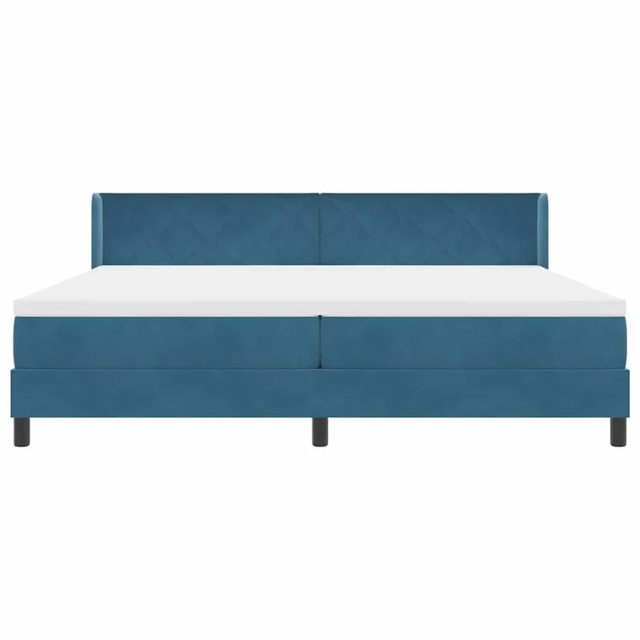 Lit à ressorts avec tête de lit Bleu foncé 200 x 200 cm Velours - 6