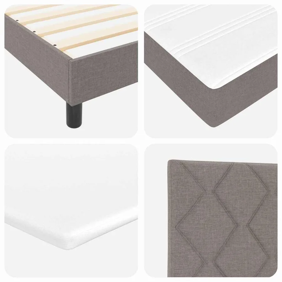 Lit à ressorts avec coussin Taupe 90 x 190 cm tissu - 10
