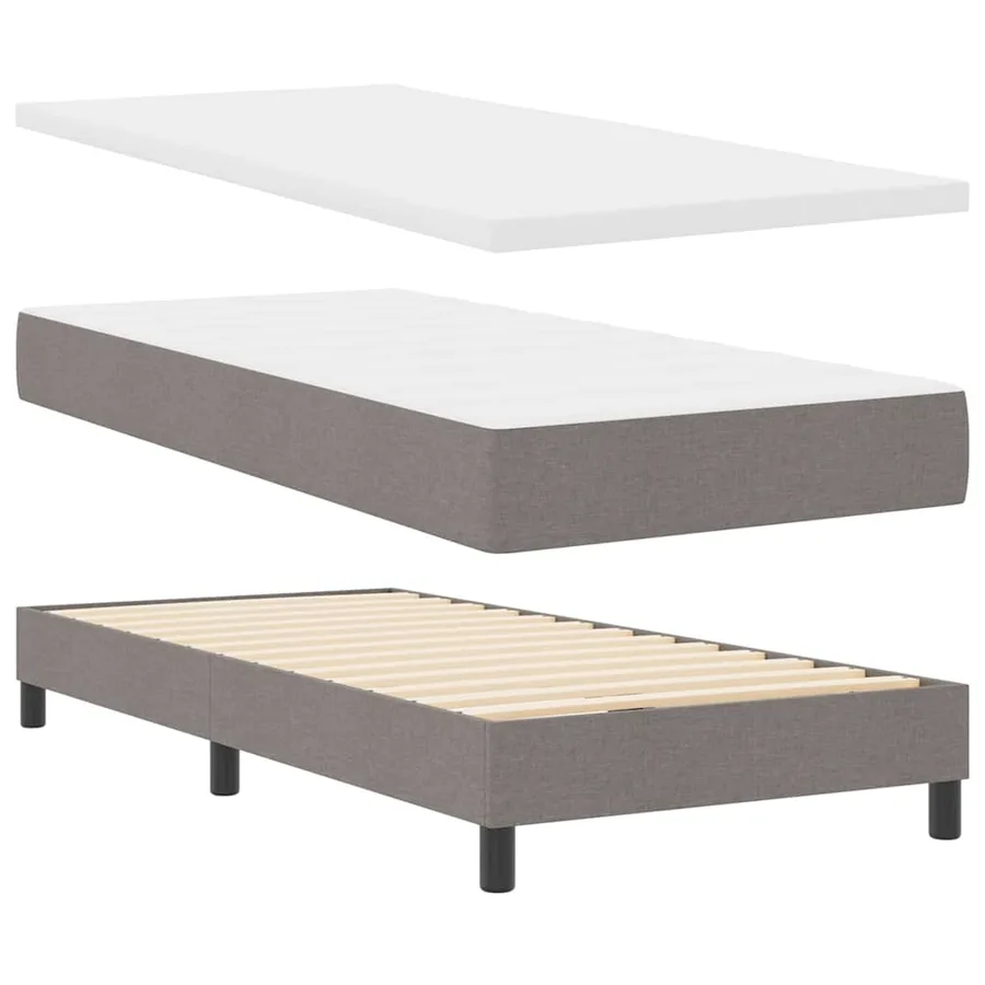 Lit à ressorts avec coussin Taupe 90 x 190 cm tissu - 5