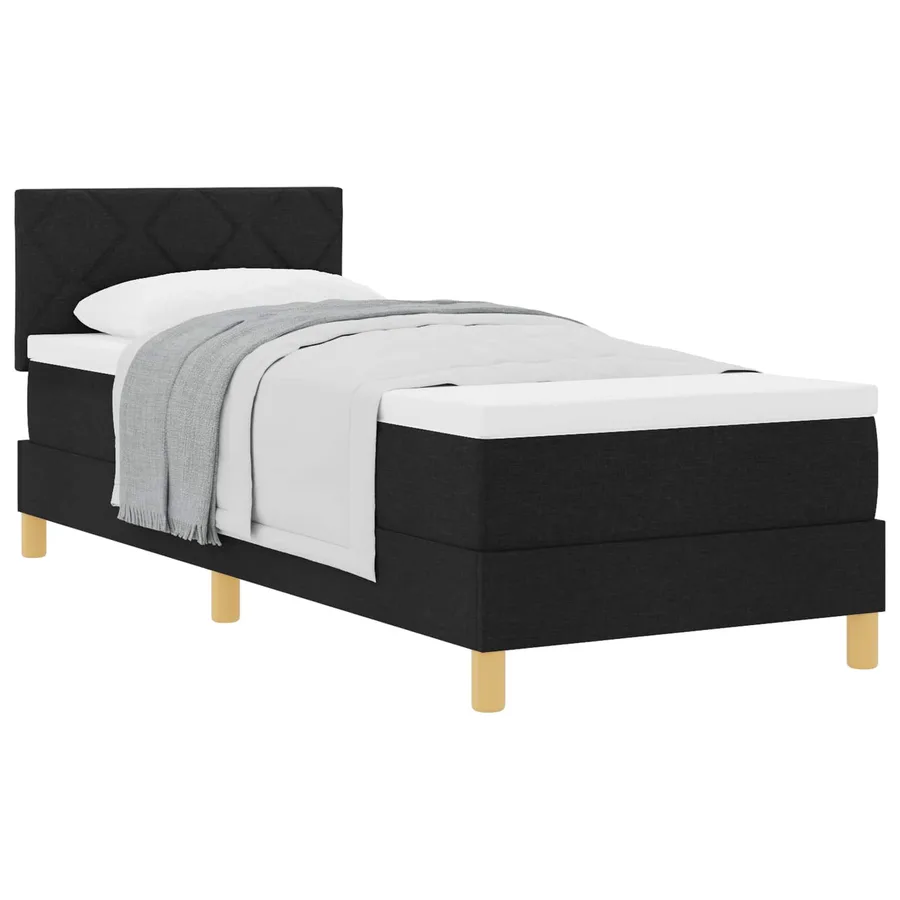 Lit à ressorts avec coussin Noir 80 x 200 cm tissu - 2