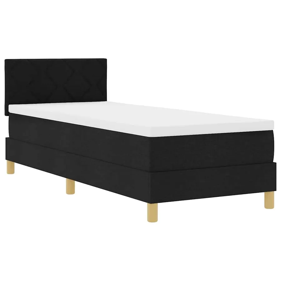Lit à ressorts avec coussin Noir 80 x 200 cm tissu - 4