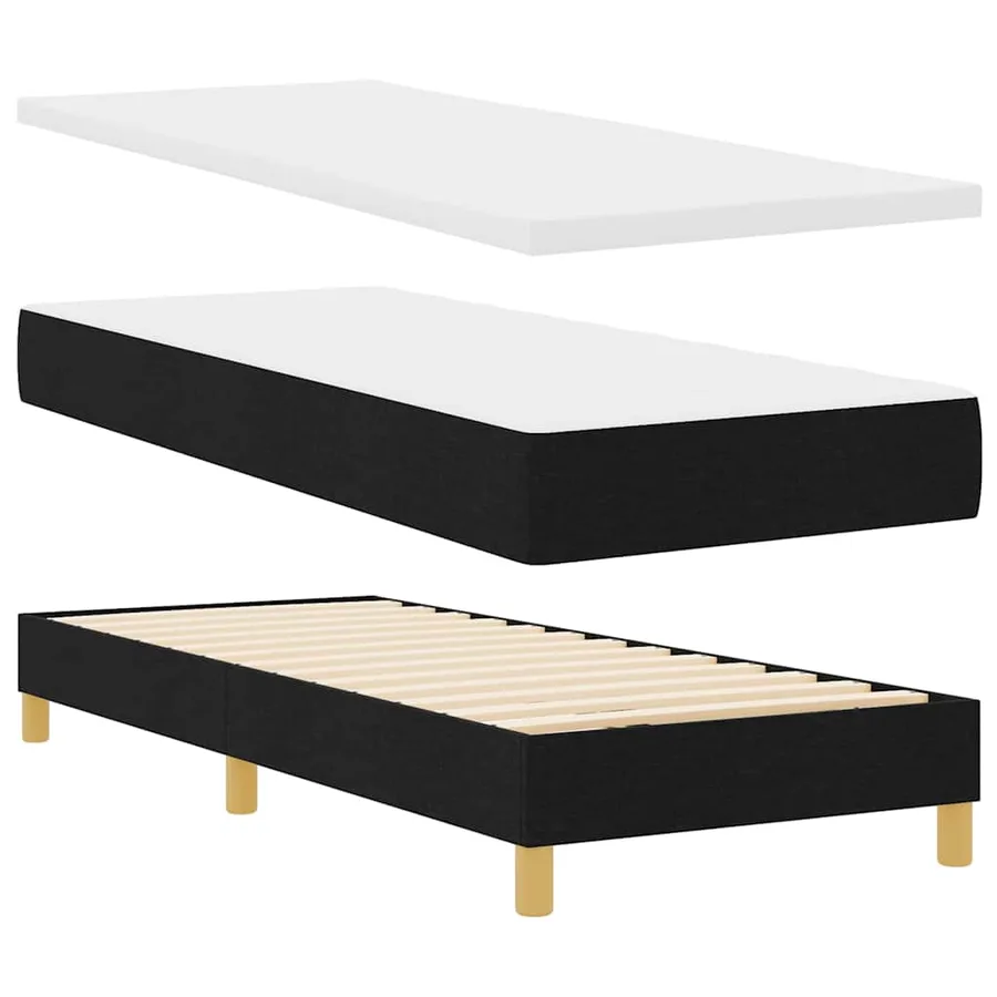 Lit à ressorts avec coussin Noir 80 x 200 cm tissu - 5