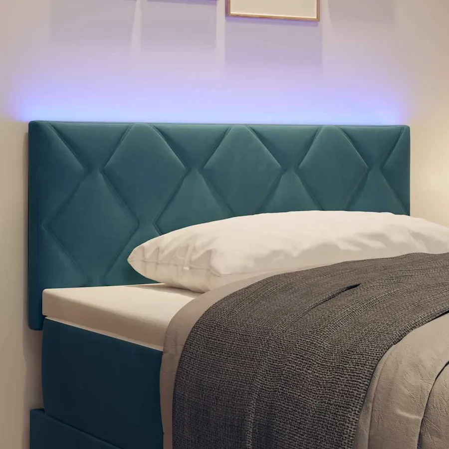 Tête de lit LED Bleu foncé 90 cm Velours - 4