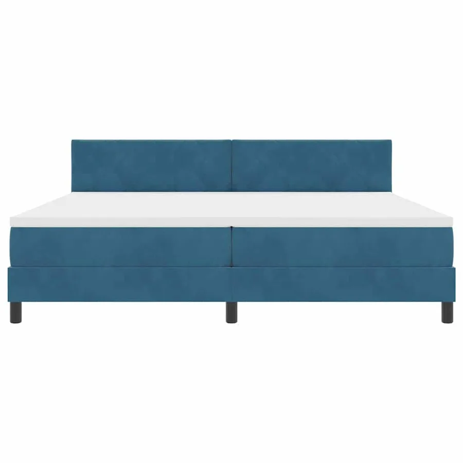 Lit à ressorts avec tête de lit Bleu foncé 200 x 200 cm Velours - 7