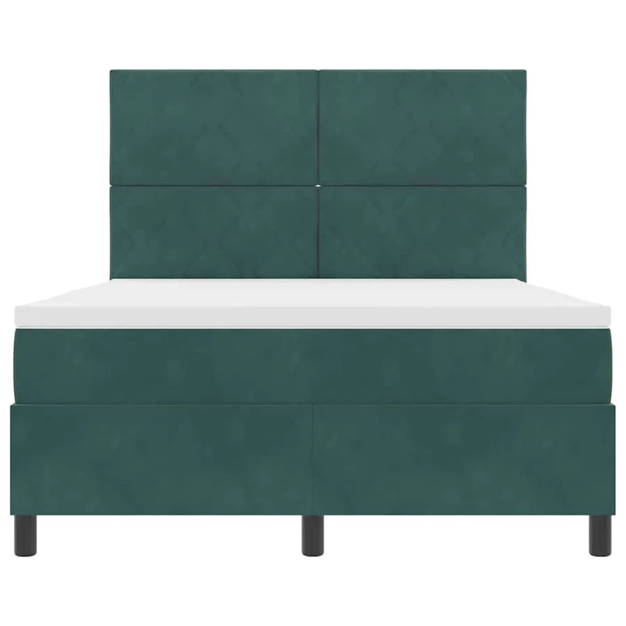 Lit à ressorts avec tête de lit Vert foncé 140 x 190 cm Velours - 7