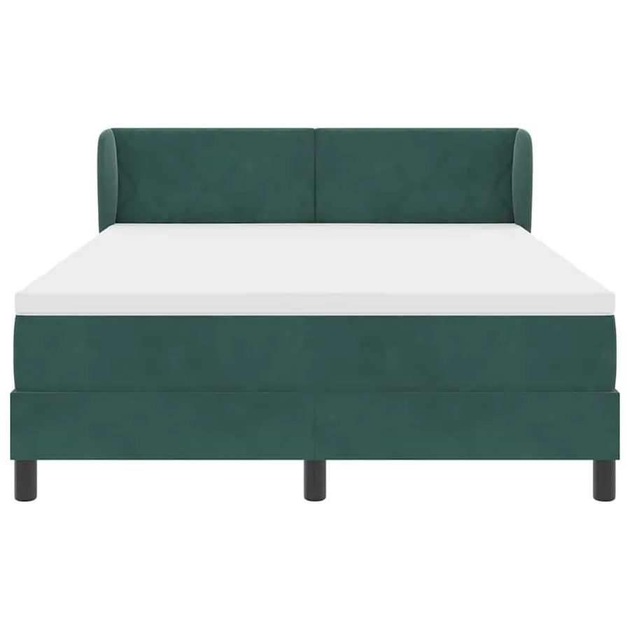 Lit à ressorts avec tête de lit Vert foncé 140 x 190 cm Velours - 6