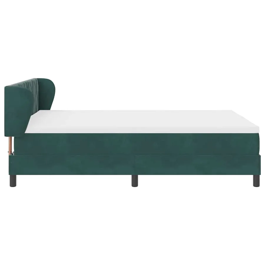 Lit à ressorts avec tête de lit Vert foncé 140 x 190 cm Velours - 7