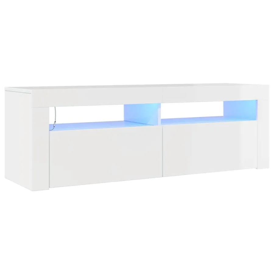 Meuble TV avec lumières LED blanc brillant 120x35x40 cm - 2