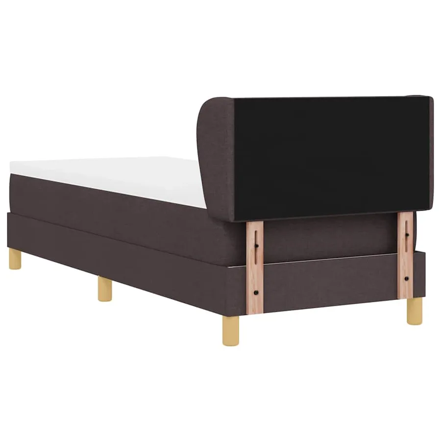 Lit à ressorts avec tête de lit Marron foncé 80 x 200 cm tissu - 9