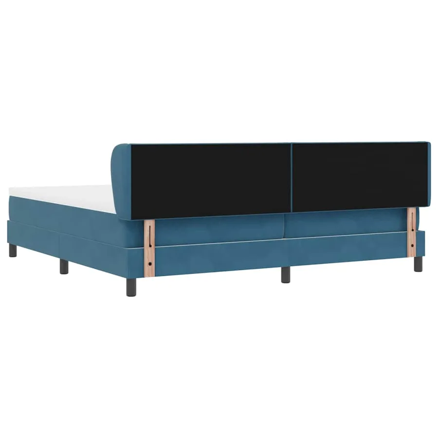 Lit à ressorts avec tête de lit Bleu foncé 200 x 200 cm Velours - 9