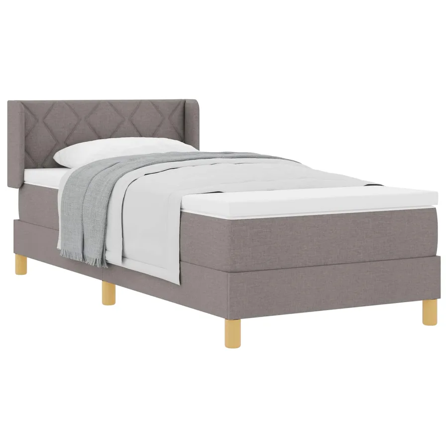 Lit à ressorts avec tête de lit Taupe 200 x 90 cm tissu - 2