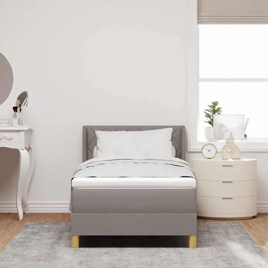 Lit à ressorts avec tête de lit Taupe 200 x 90 cm tissu - 3