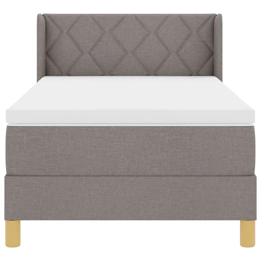 Lit à ressorts avec tête de lit Taupe 200 x 90 cm tissu - 7