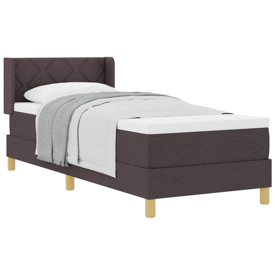 Lit à ressorts avec tête de lit Marron foncé 200 x 80 cm tissu - 2