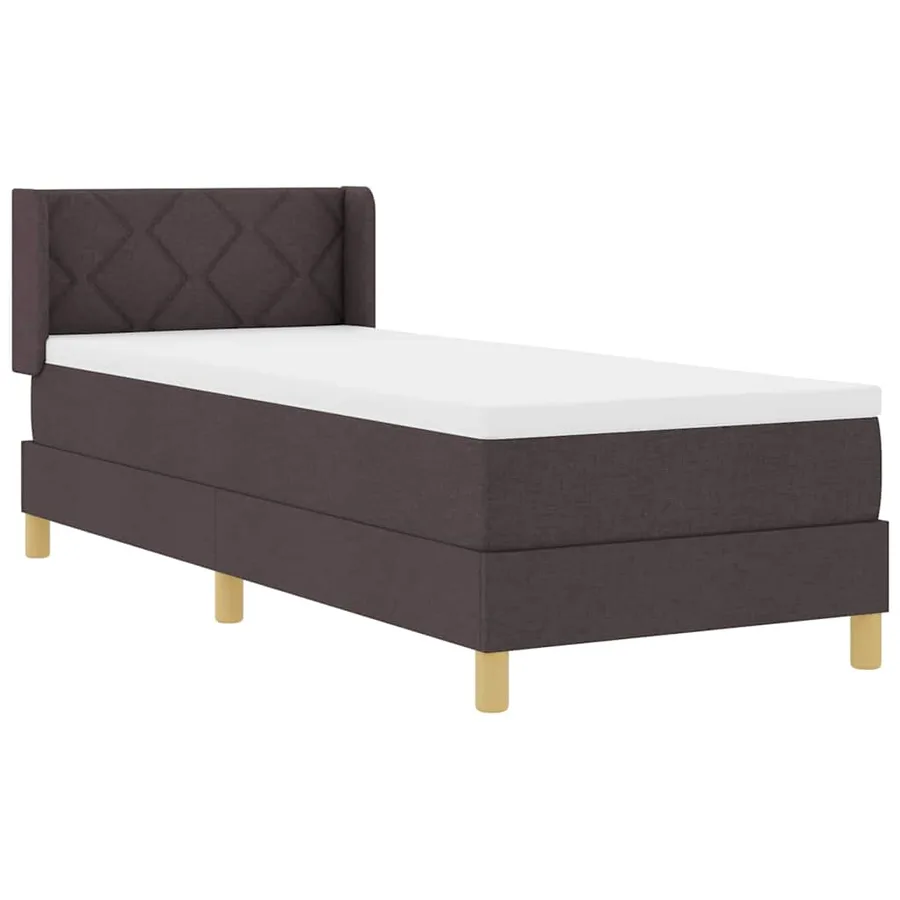 Lit à ressorts avec tête de lit Marron foncé 200 x 80 cm tissu - 6
