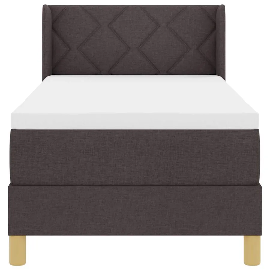 Lit à ressorts avec tête de lit Marron foncé 200 x 80 cm tissu - 7