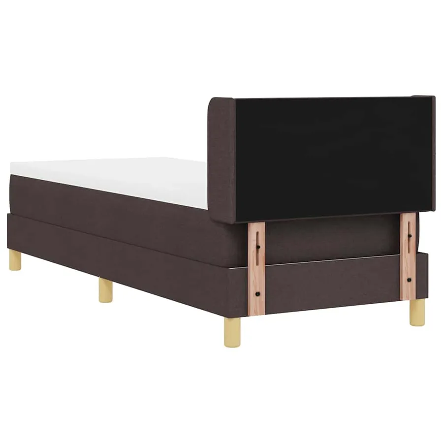 Lit à ressorts avec tête de lit Marron foncé 200 x 80 cm tissu - 9