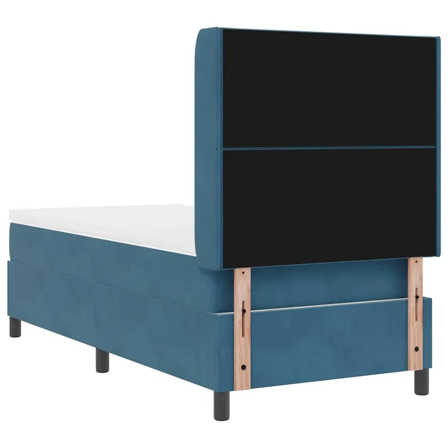 Lit à ressorts avec tête de lit Bleu 100 x 200 cm Velours - 9