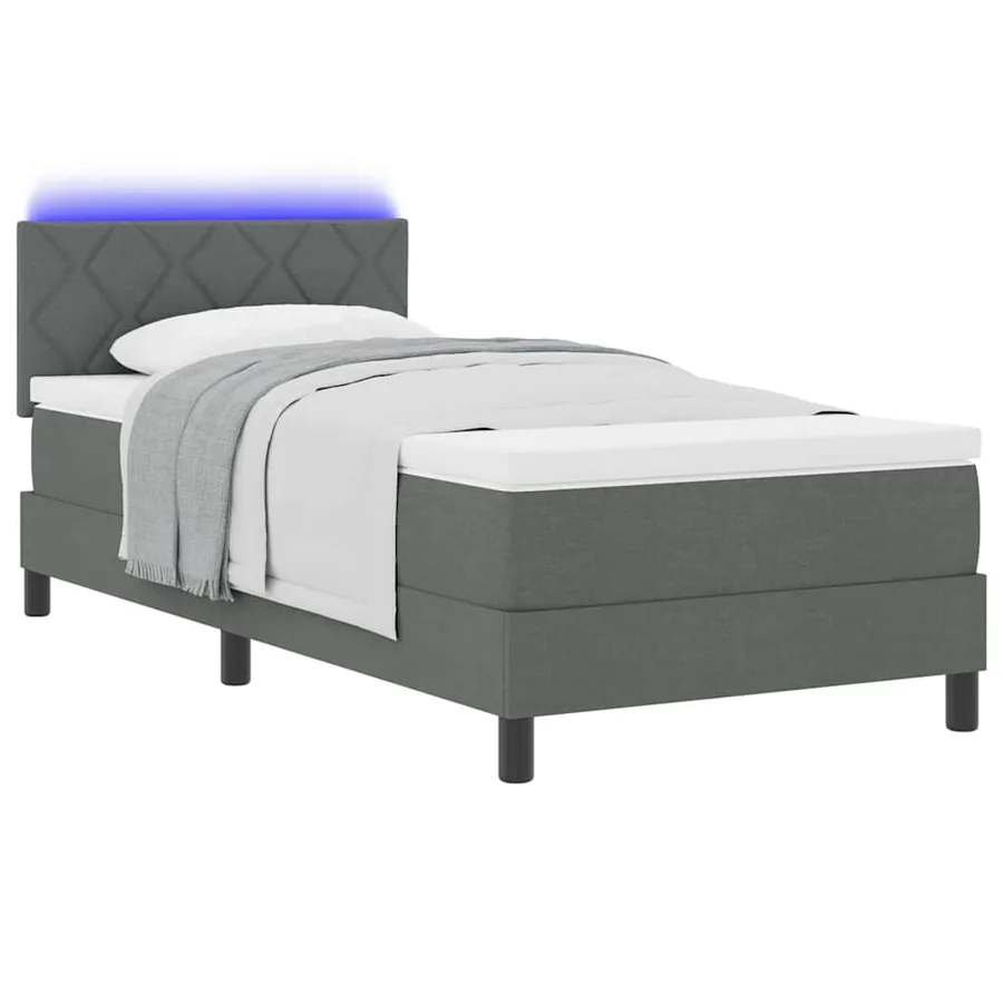 Lit à ressorts avec bandes LED Gris foncé 90 x 190 cm tissu - 3