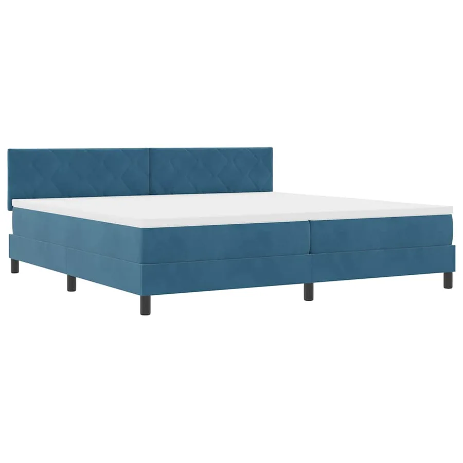 Lit à ressort LED Bleu foncé 200 x 200 cm Velours - 2