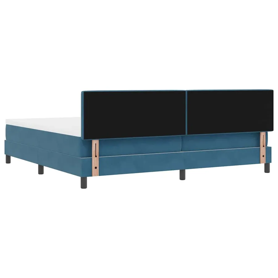 Lit à ressort LED Bleu foncé 200 x 200 cm Velours - 8