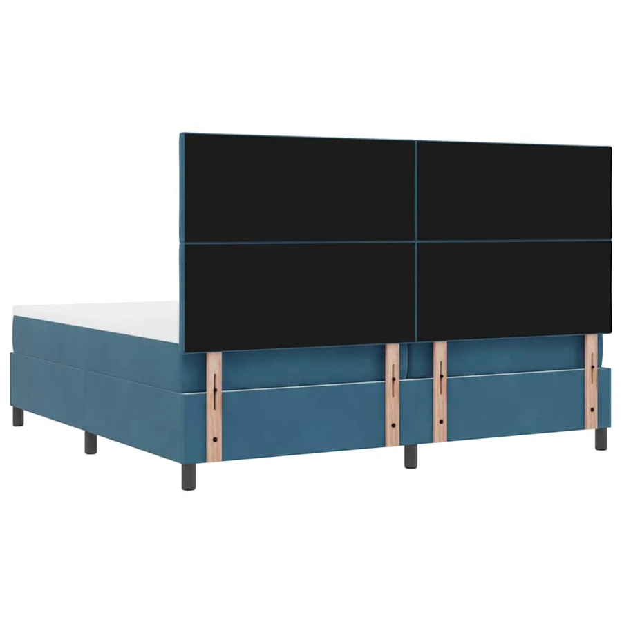 Lit à ressort LED Bleu foncé 200 x 200 cm Velours - 10
