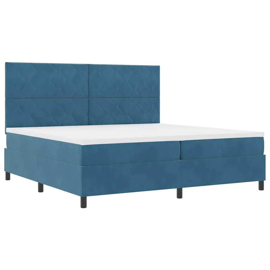 Lit à ressort LED Bleu foncé 200 x 200 cm Velours - 6