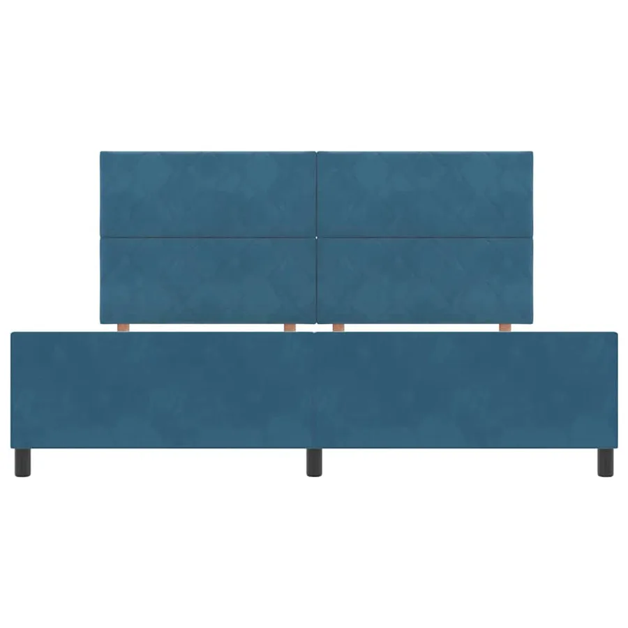 Lit à ressorts avec tête de lit Bleu foncé 200 x 200 cm Velours - 7