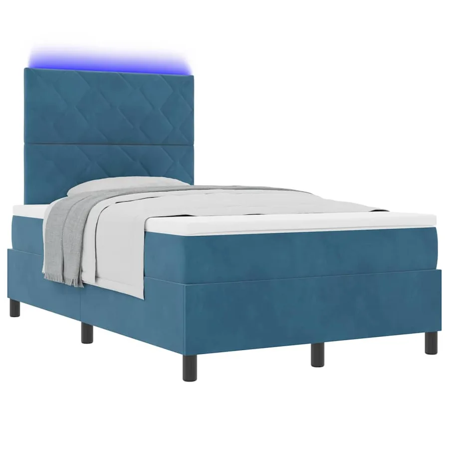 Lit à ressort LED Bleu foncé 120 x 190 cm Velours - 3