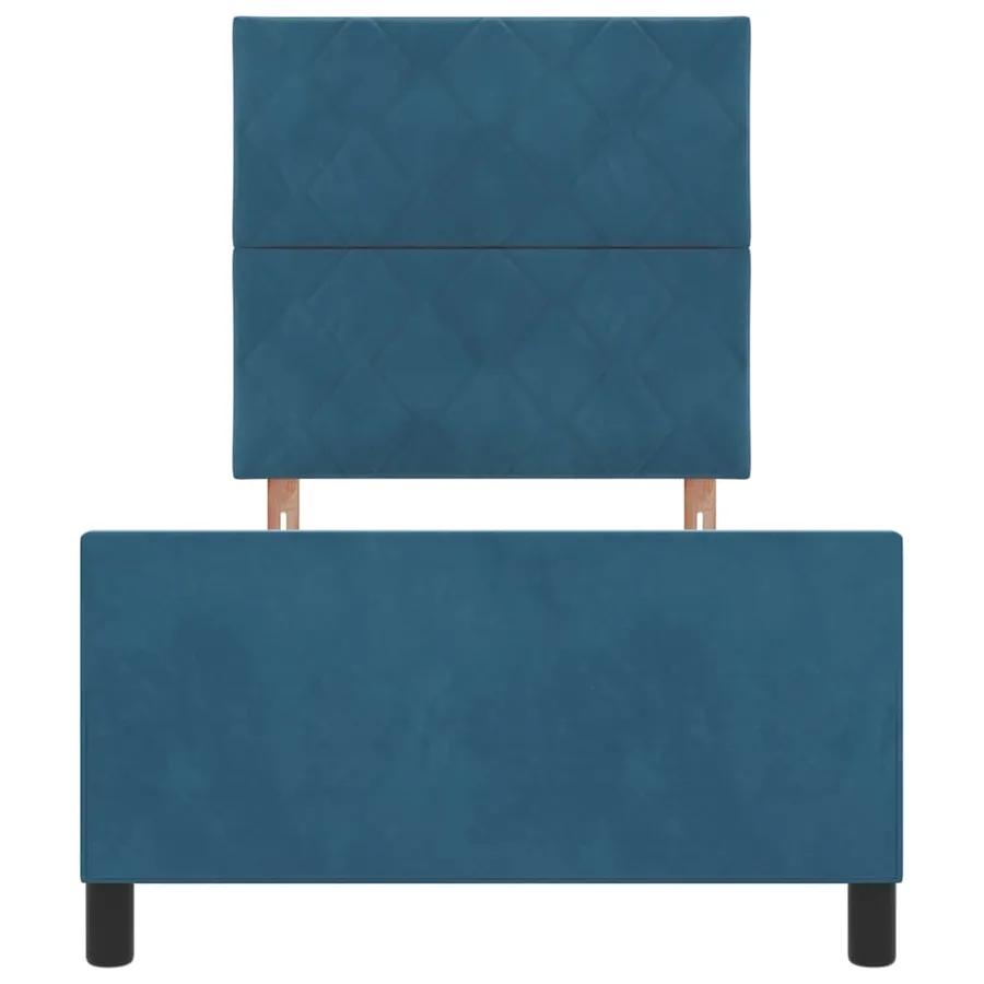 Lit à ressorts avec tête de lit Bleu foncé 90 x 200 cm Velours - 7