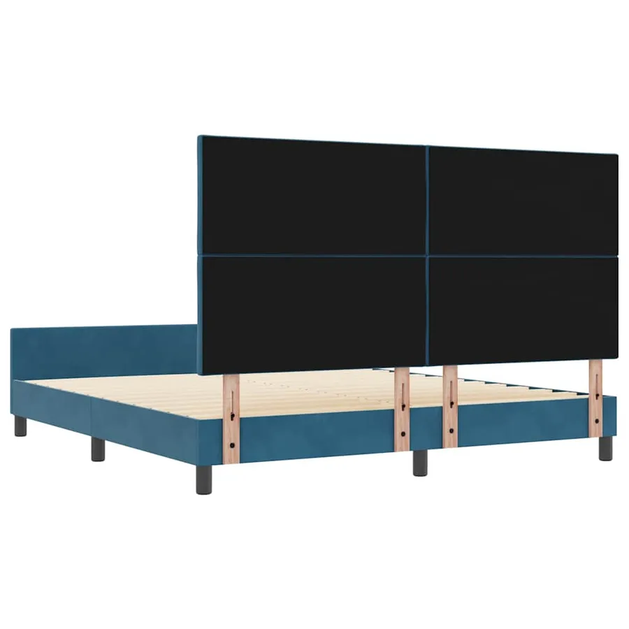 Lit à ressorts avec tête de lit Bleu foncé 180 x 200 cm Velours - 9