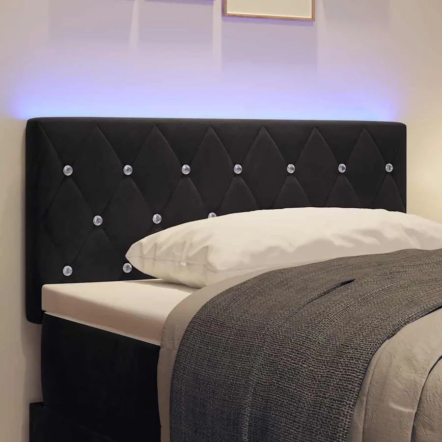 Tête de lit LED avec bandes LED Noir 90 cm Velours - 4