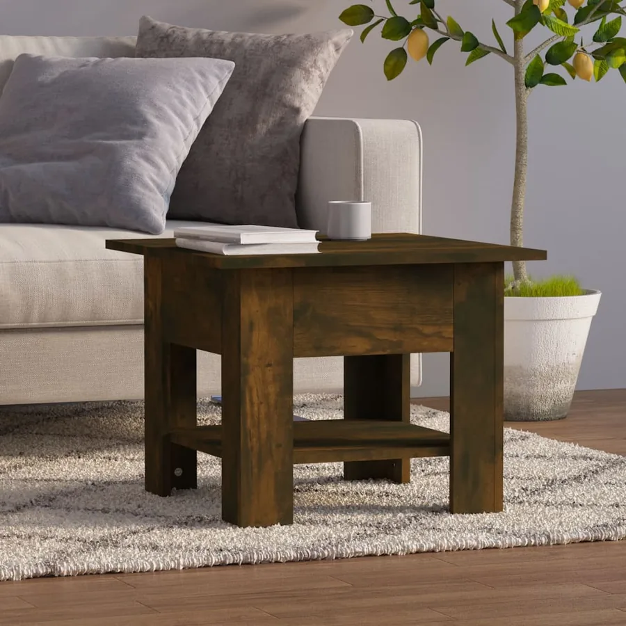 Table basse chêne fumé 55x55x42 cm bois d'ingénierie