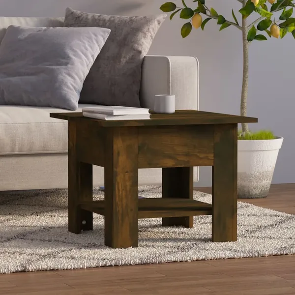 Table basse chêne fumé 55x55x42 cm bois d'ingénierie