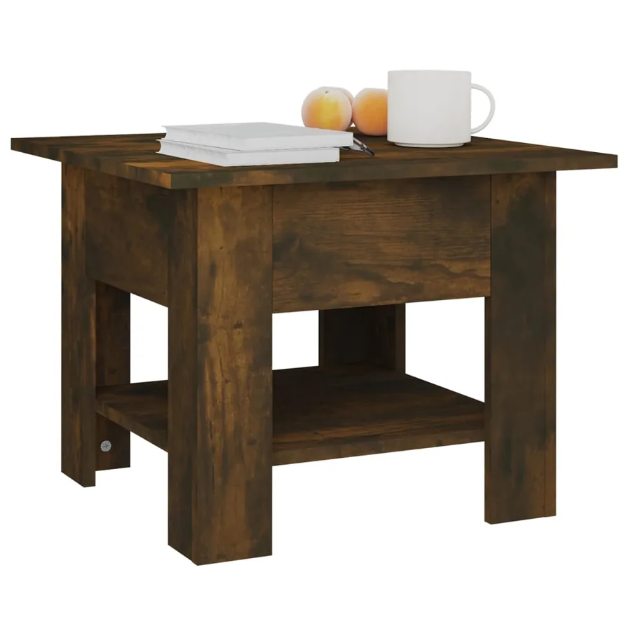 Table basse chêne fumé 55x55x42 cm bois d'ingénierie - 5