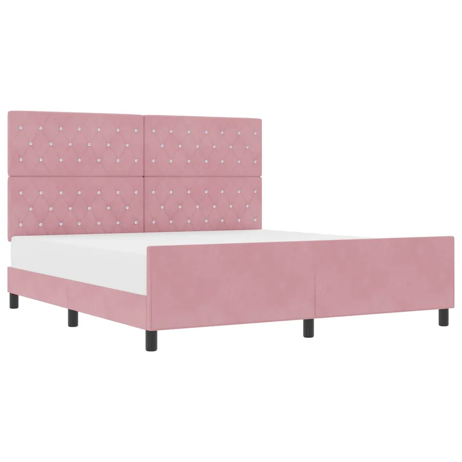 Lit à ressorts avec tête de lit Rose 180 x 200 cm Velours - 2