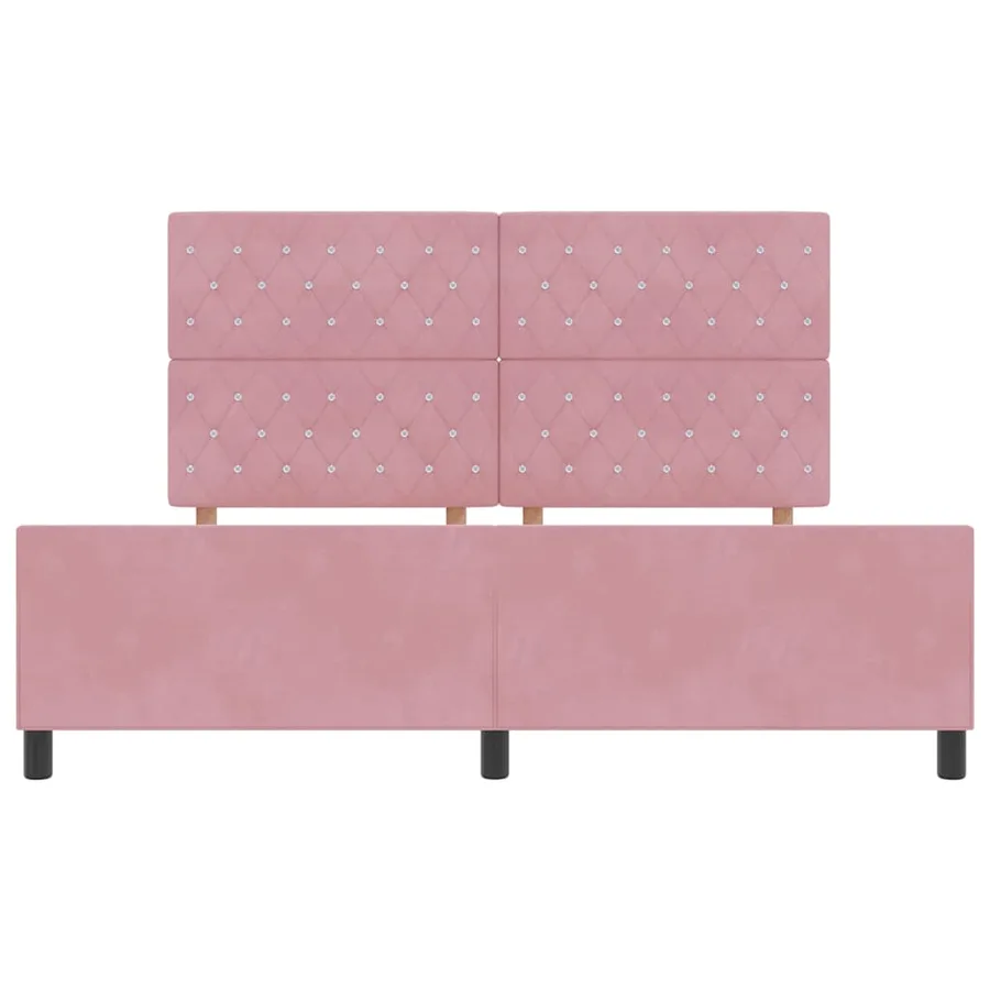 Lit à ressorts avec tête de lit Rose 180 x 200 cm Velours - 7