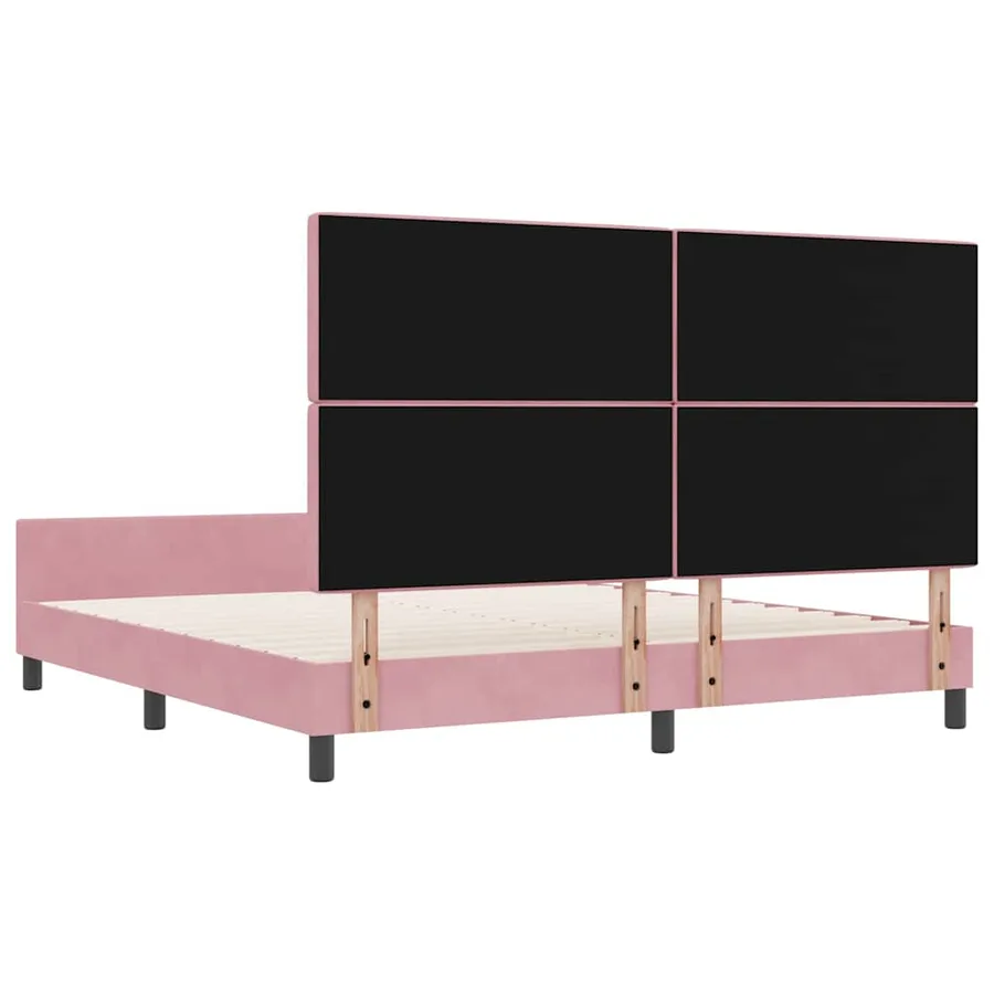 Lit à ressorts avec tête de lit Rose 180 x 200 cm Velours - 9