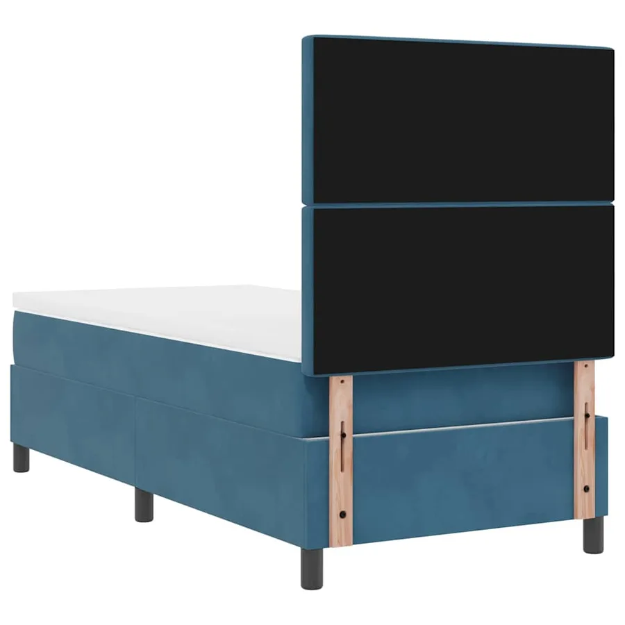 Lit à ressort LED avec matelas Bleu foncé 90 x 200 cm Velours - 8