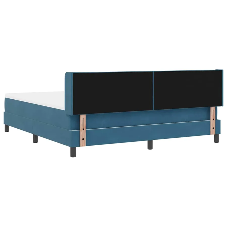 Lit à ressorts avec tête de lit Bleu foncé 200 x 180 cm Velours - 9