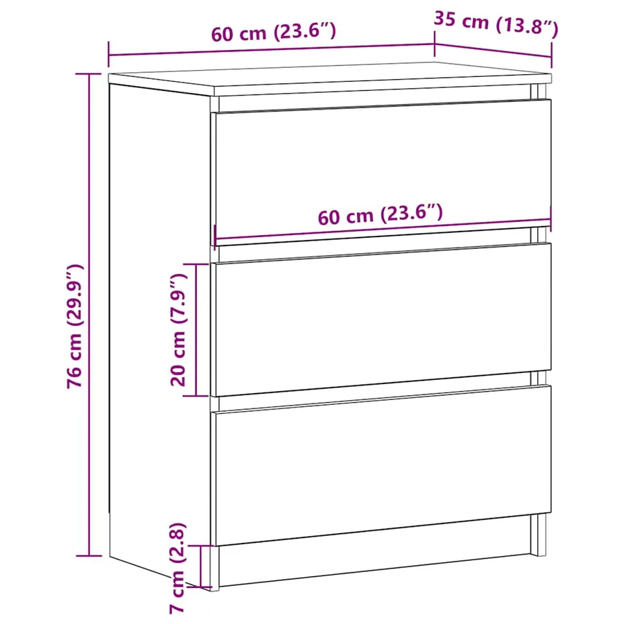 Buffet Noir 60x35x76 cm Bois d'ingénierie - 11