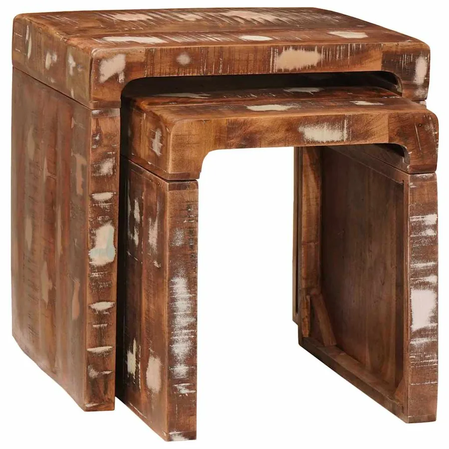 Tables gigognes 2 pcs Marron Bois Recyclé Solide