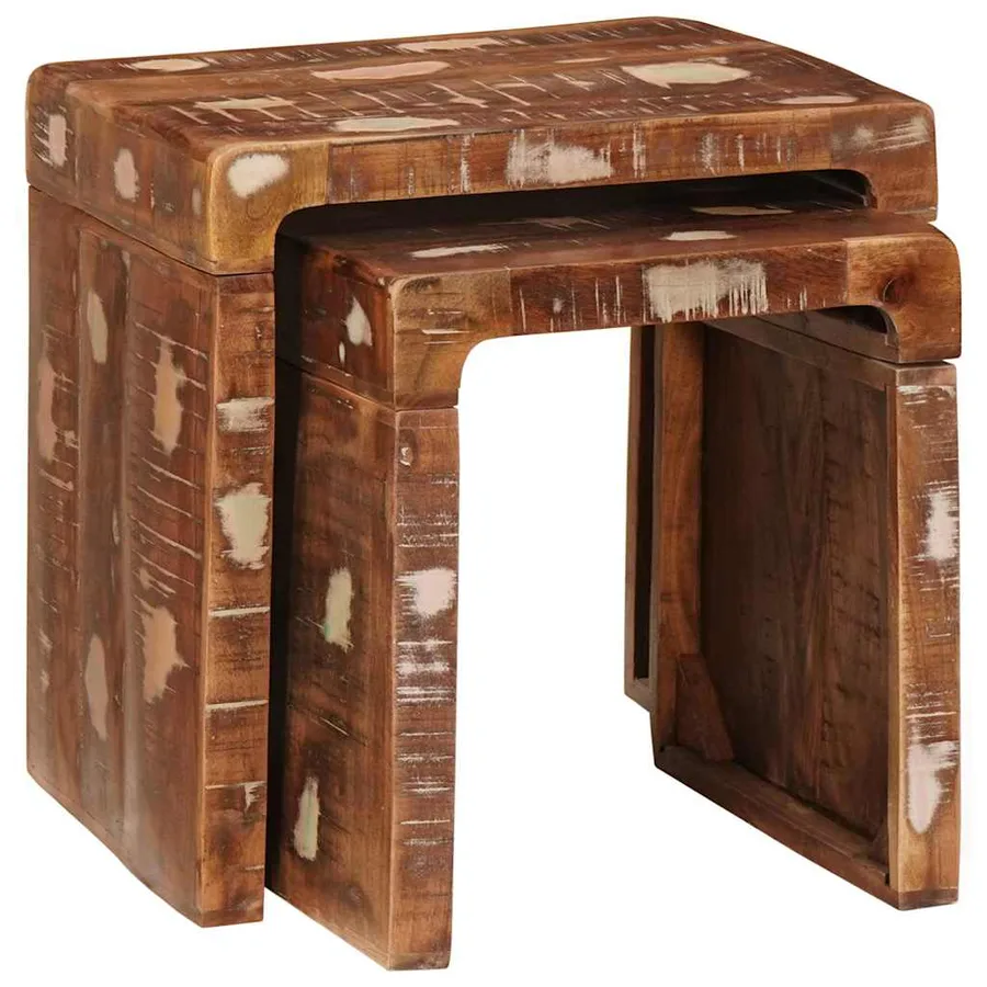Tables gigognes 2 pcs Marron Bois Recyclé Solide - 2