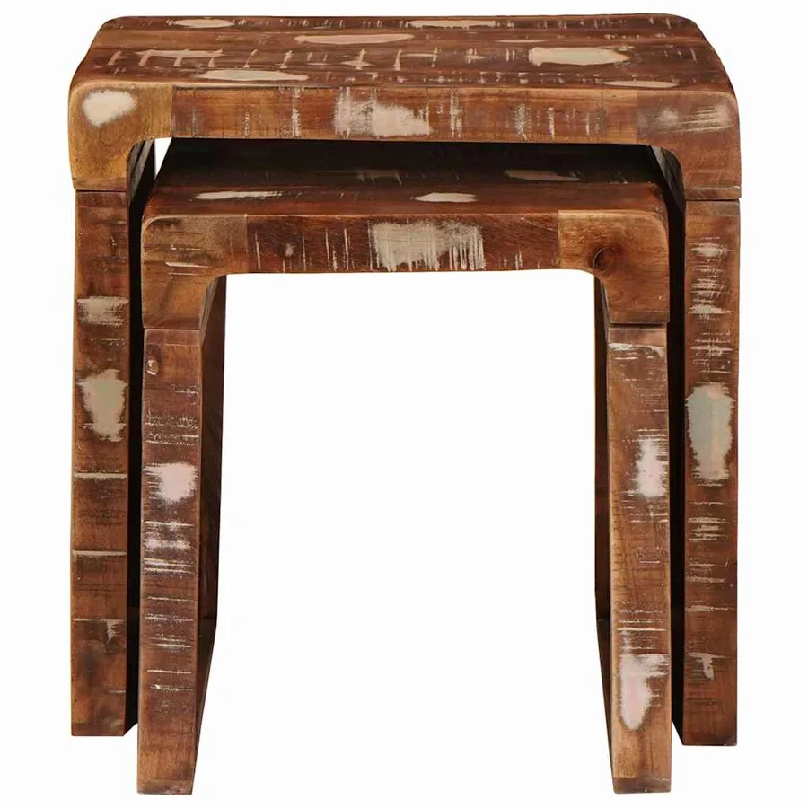 Tables gigognes 2 pcs Marron Bois Recyclé Solide - 4