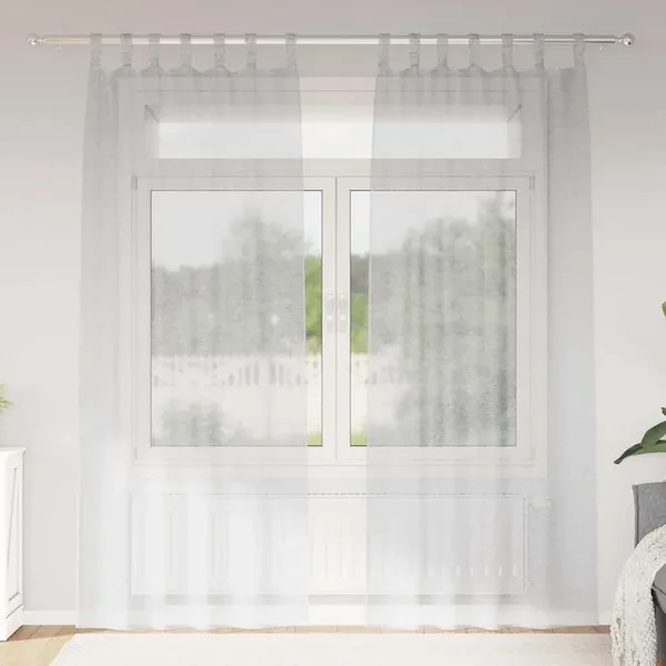Rideau en Voile 2 pcs Gris clair 245 x 140 cm Polyester